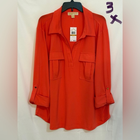 Michael Kors Women's Vibrant Orange Button Down Shirt - Picture 1 of 2
